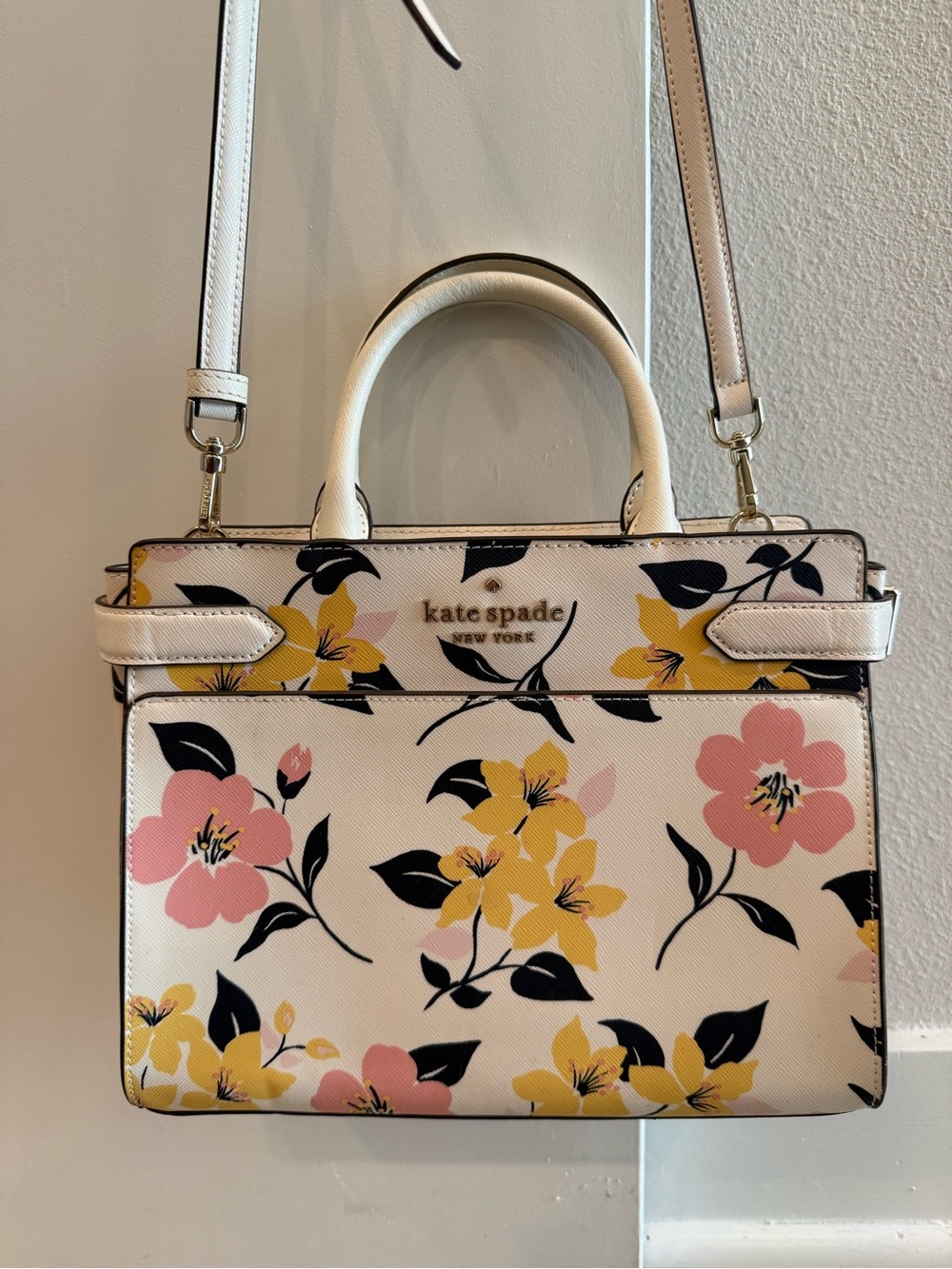 kate spade Cream Floral Satchel - Pink & Yellow